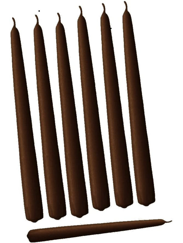 Unscented Taper Candle, 10" H x 0.875" W x 0.875" D, Chocolate