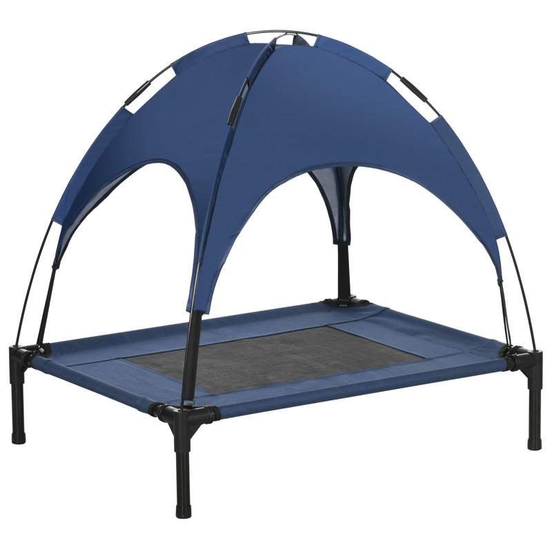 Lit surélevé portatif pour chien avec abat-jour de protection UV 36 po, Bleu, noir, H 28,75 po x l 30 po x P 24 po
