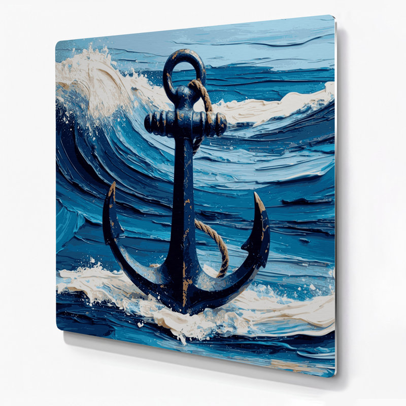 Art mural en métal bleu marine, H 16 po x l 16 po