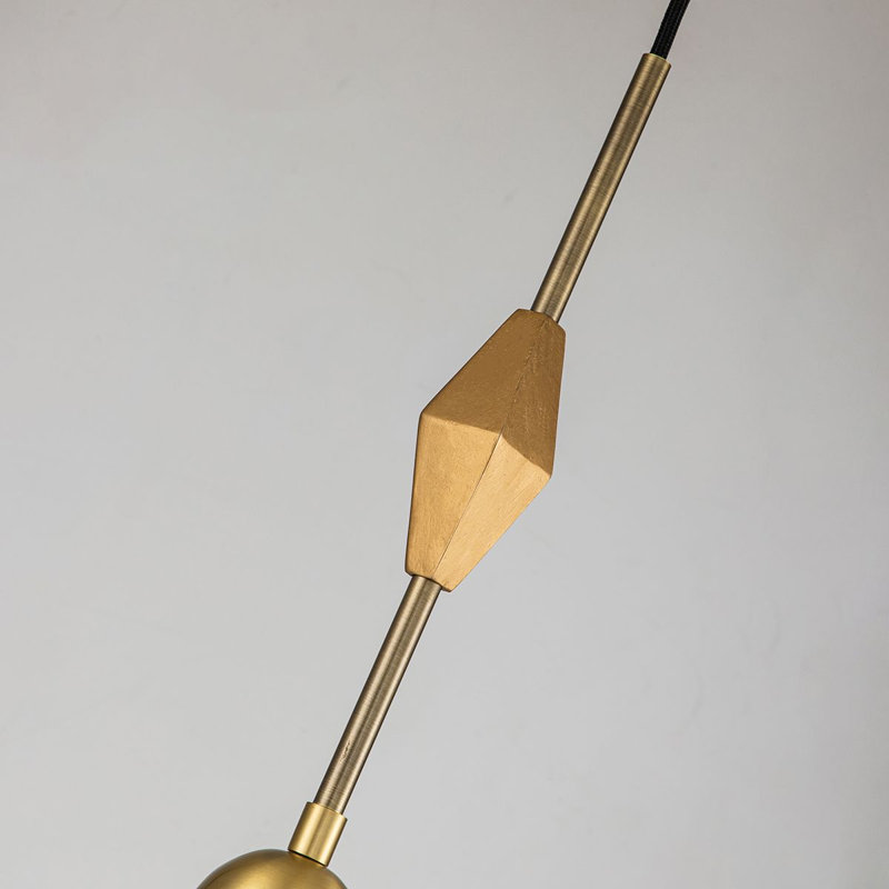 Bijoux White Pendant with Geometric Figure, 22.5" H x 5.25" W x 5.25" D, Aged Brass