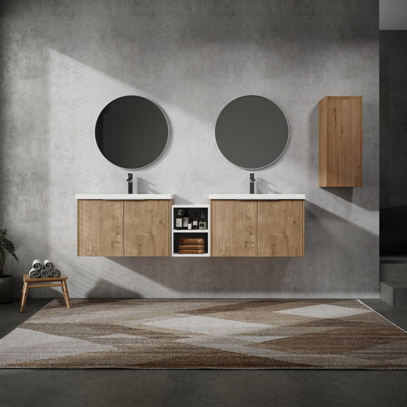 Meuble-lavabo moderne 72 "avec lavabo et armoire latérale - Elegant Furniture Cabinetry, 72"