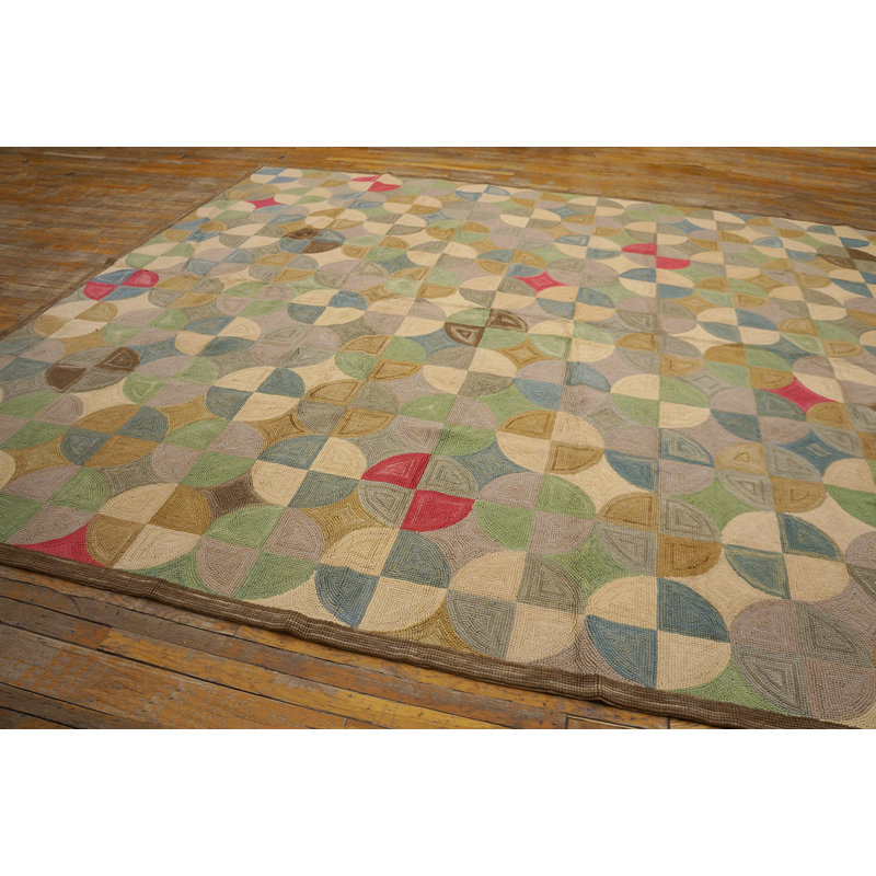 Hand Hooked Wool Geometric Area Rug