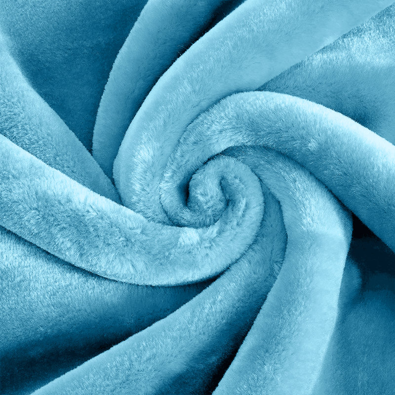 Couverture polaire en fausse fourrure de vison de luxe - Doux et moelleux réversible, Lit simple, Bleu clair