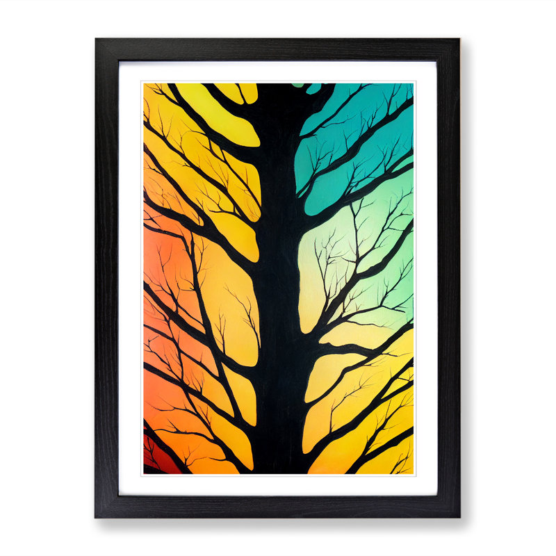 FRM-V0523-30X Abstract Tree Vol.1 1 Piece Single Picture Frame Wall Art, 34cm H x 25cm W x 2cm D, Oak Framed