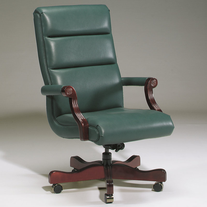 Executive Chair, Sky, Walnut, Tilt Lock Not Included