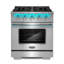 Cosmo 30 po. Collection Vista 4,3 pieds cubes Cuisinière à gaz, 4 brûleurs, four à convection, panneau lumineux DEL, en acier inoxydable moderne