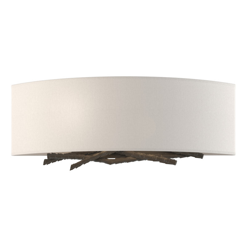 Brindille 2 - Light Flush Mounted Sconce, Flax Shade, Dark Smoke