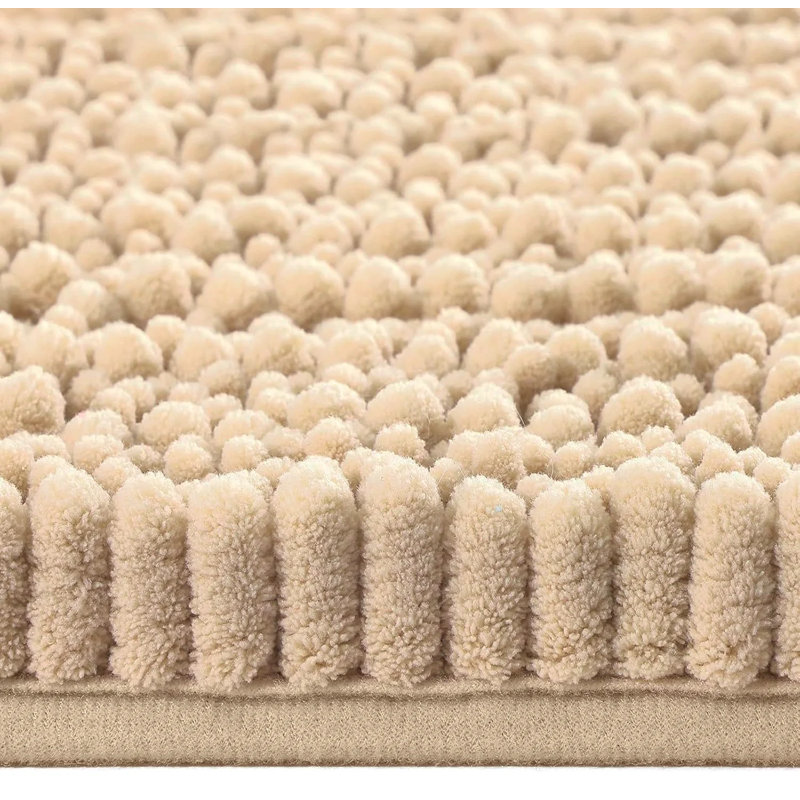 24"X16" - Beige Large Soft Cozy Plush Chenille Bath Mat Bathroom Rug, Beige