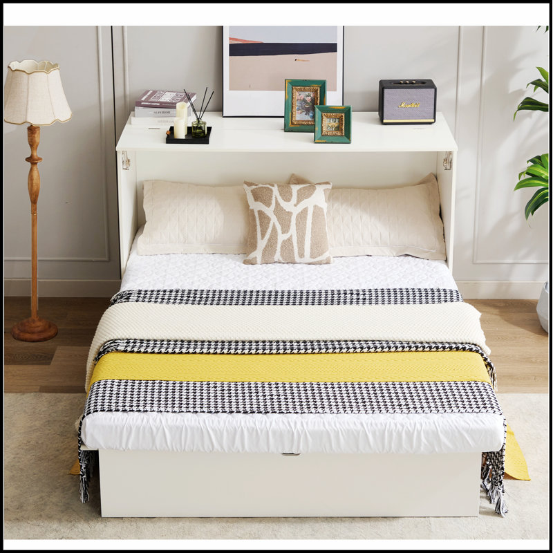 Lit armoire avec rangement, matelas en mousse pliable et tiroirs surdimensionnés, lit escamotable, ensemble de prises et ports USB, solution peu encombrante