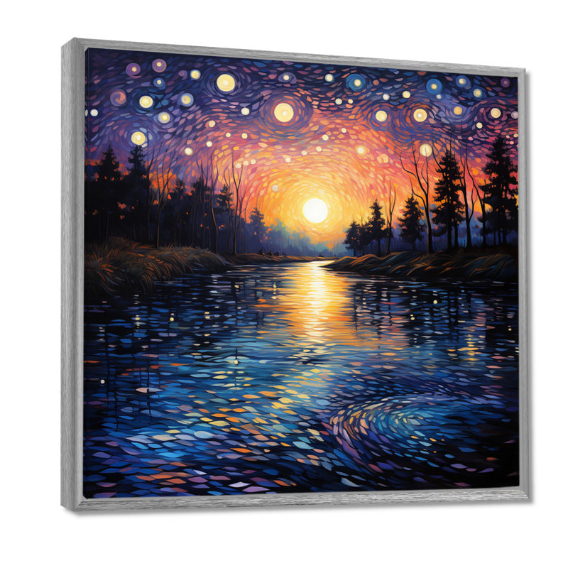 «Vangogh Twilight Reflections Pointillism - Vangogh Wall Art» par Vincent Van Gogh, peinture, H 30 po x l 30 po