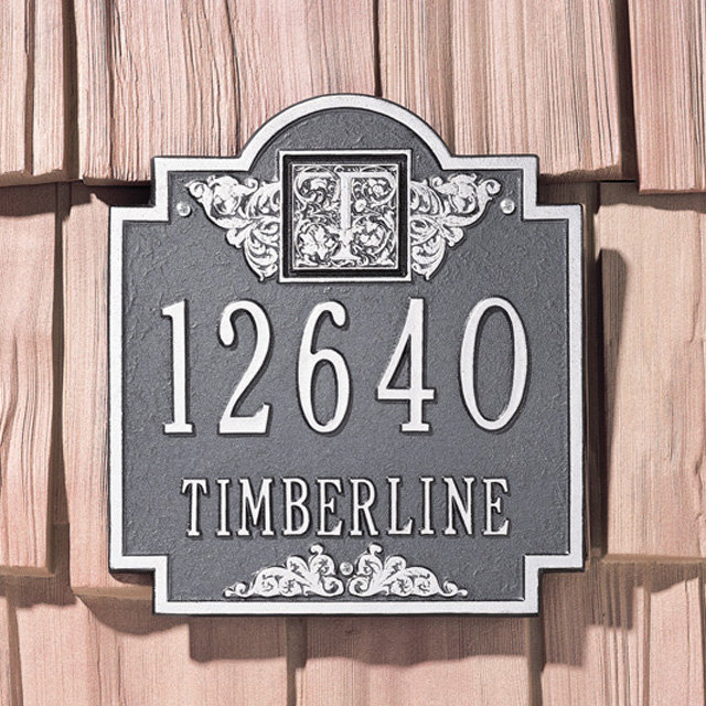 Plaque d'adresse murale monogramme à 2 lignes, Étain et argenté, Oui