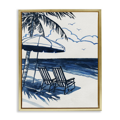 Cadre flottant de plage tropicale aux tons bleus, design par Carol Robinson