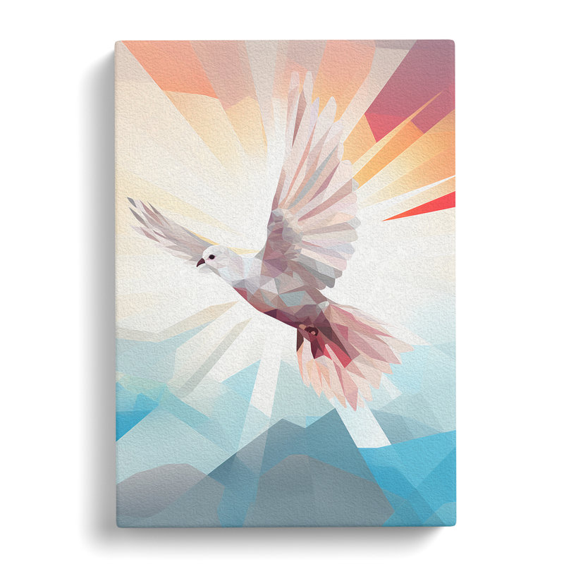 Dove Bird Geometric No.2 - Wrapped Canvas, 50cm H x 35cm W x 3cm D