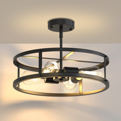 Plafonnier semi-encastré tambour 4 lumières