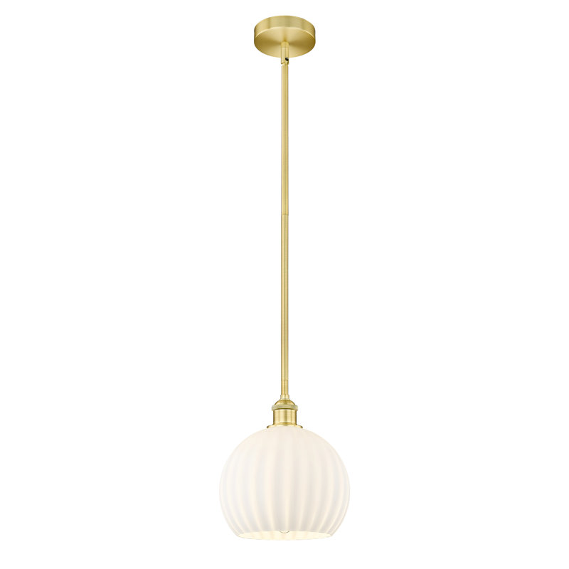 Luminaire suspendu 12 po Edison White Venetian, H 11,25 po x l 10 po x P 10 po, Or satiné