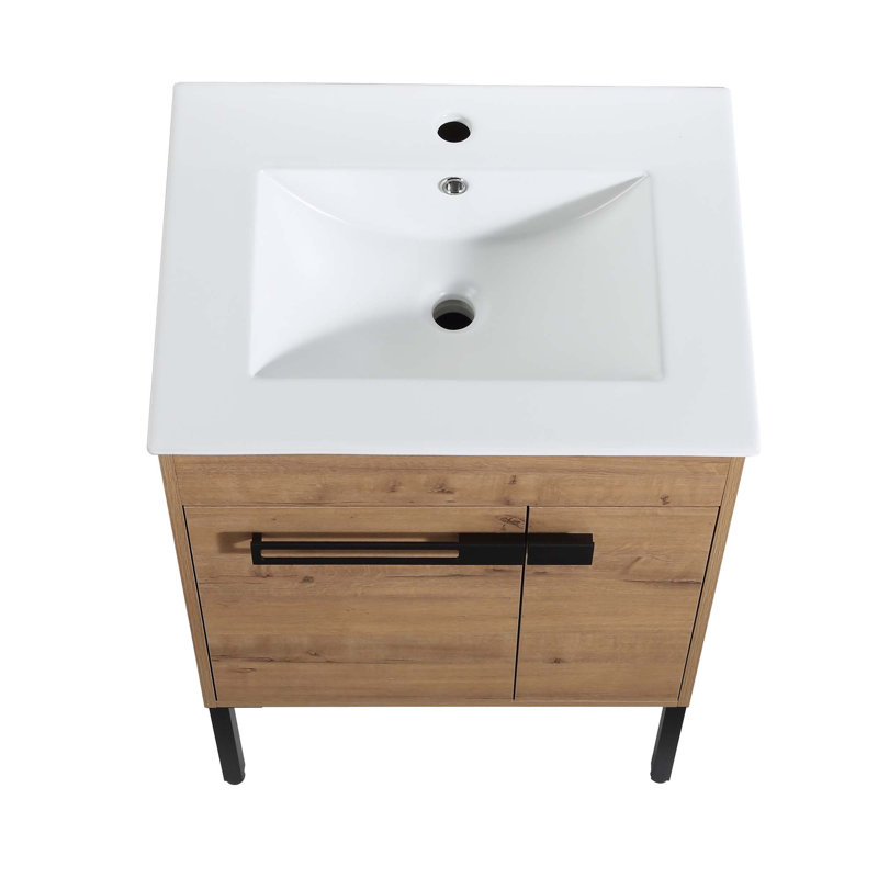 Meuble-lavabo avec lavabo, meuble-lavabo autoportant ou flottant, Chêne, 24"