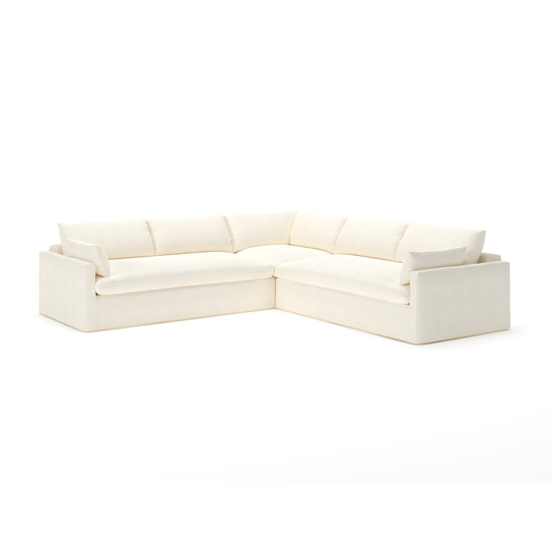 Luna 3-Piece Slipcovered Sectional, Conversation Pearl Basketweave