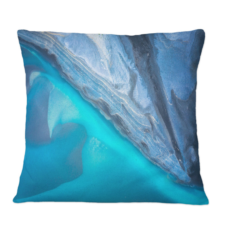 Vue aérienne des rivières Glacier, Islande II - Coussin décoratif imprimé moderne, 16 po x 16 po
