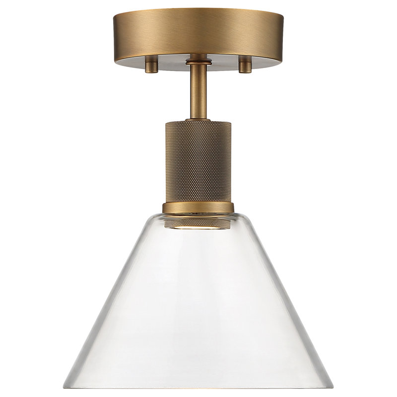 Port Nine Glass Semi Flush Mount, Antique Brushed Brass