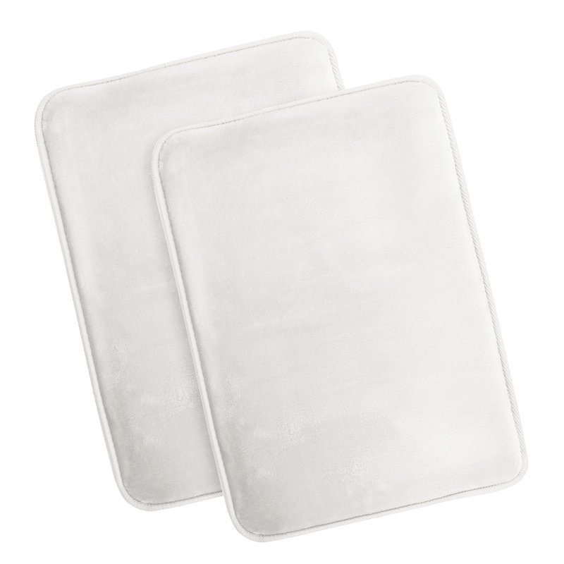 Steph Luxury Ultra Soft and Absorbent Memory Foam Bath Rug Set with Non-Slip Backing, Small: 17"W x 24"L, White