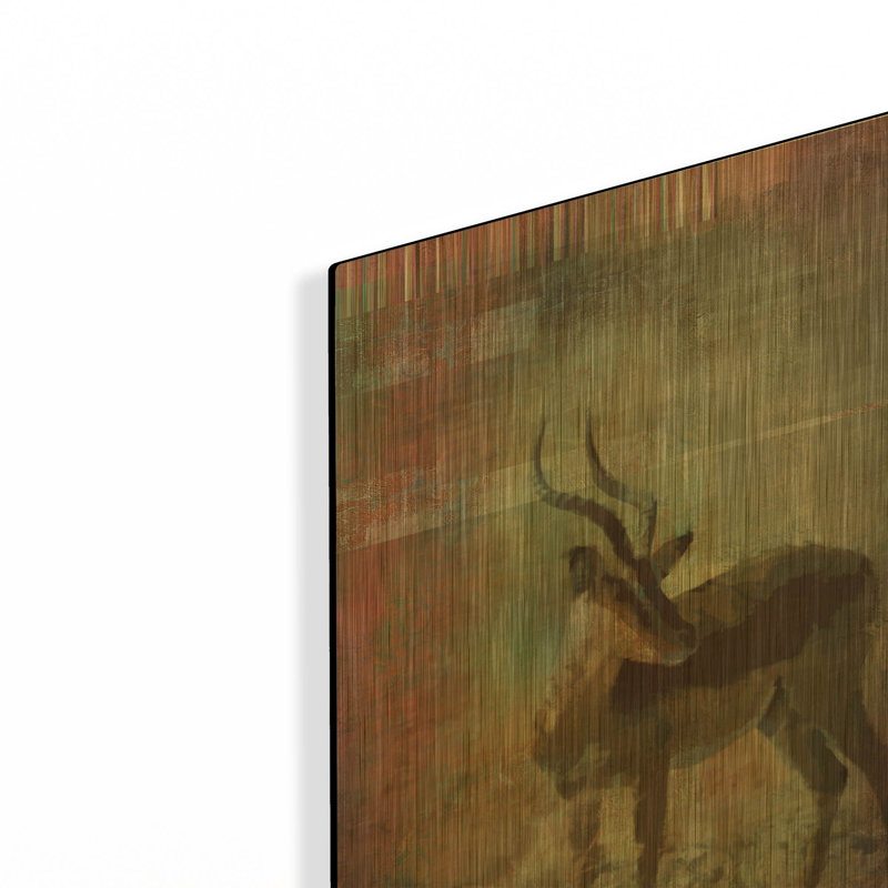 «Afrique Antelope» par Greg Simanson, art mural en métal doré, 12 po x 16 po, 12 po x 16 po