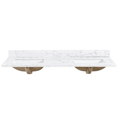 Avora 60 In. X 22 In. Integrated Double Sink Vanity Top