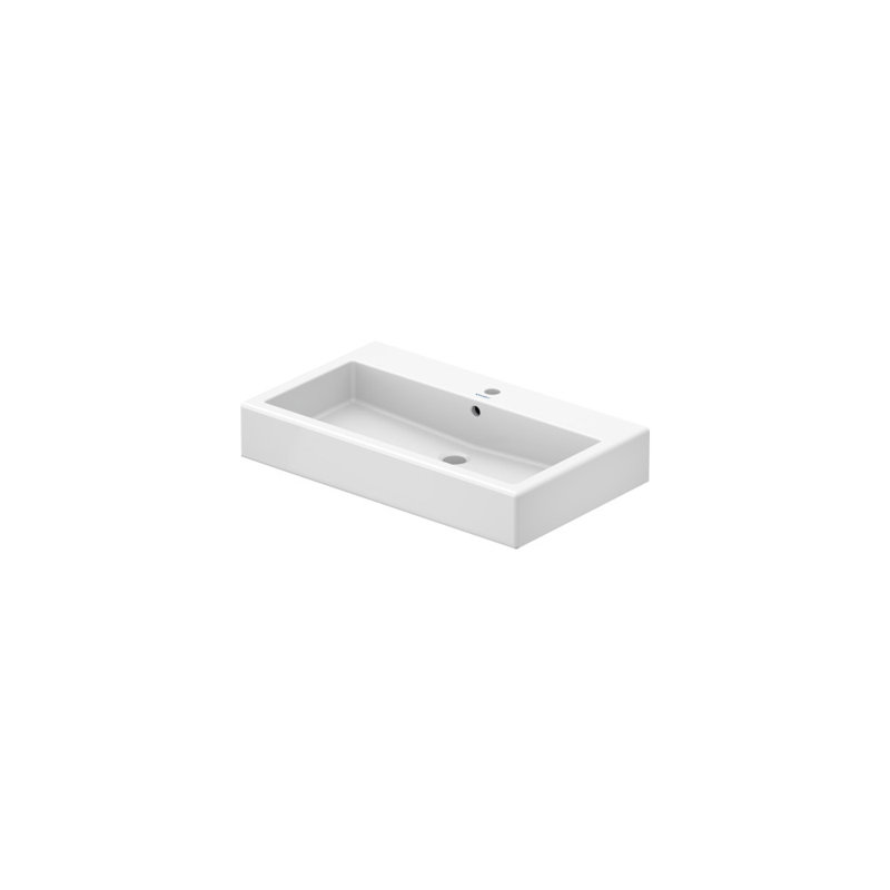 04548000001 Vero White with WonderGliss Ceramic Rectangular Wall Mount Bathroom Sink with Overflow, Single Hole