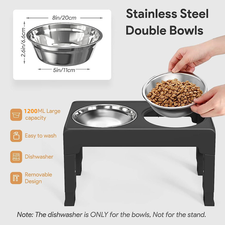 TOMRSE Elevated Dog Bowl Feeder, Adjustable Heights Raised Cat And Dog Bowl