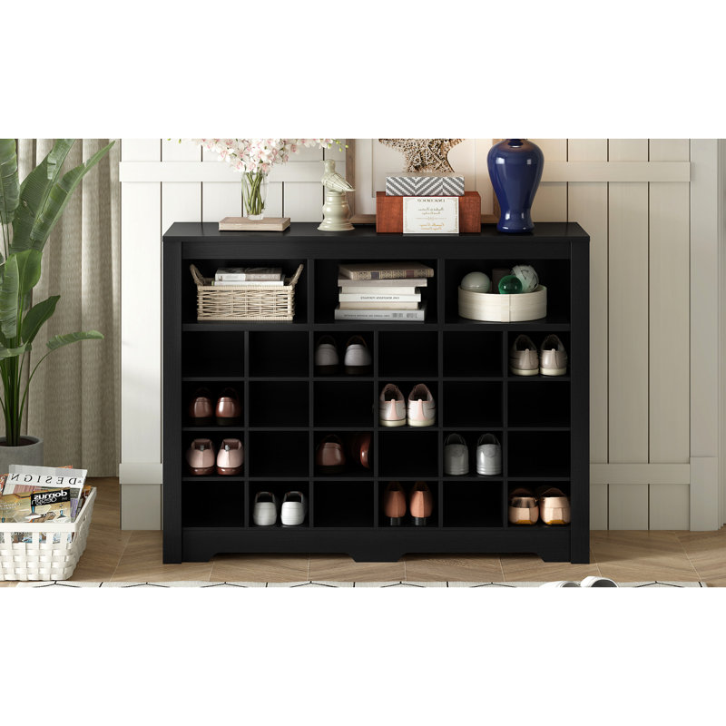Buffet noir avec 24 pieds, armoire de chambre élégante pour le salon, Noir