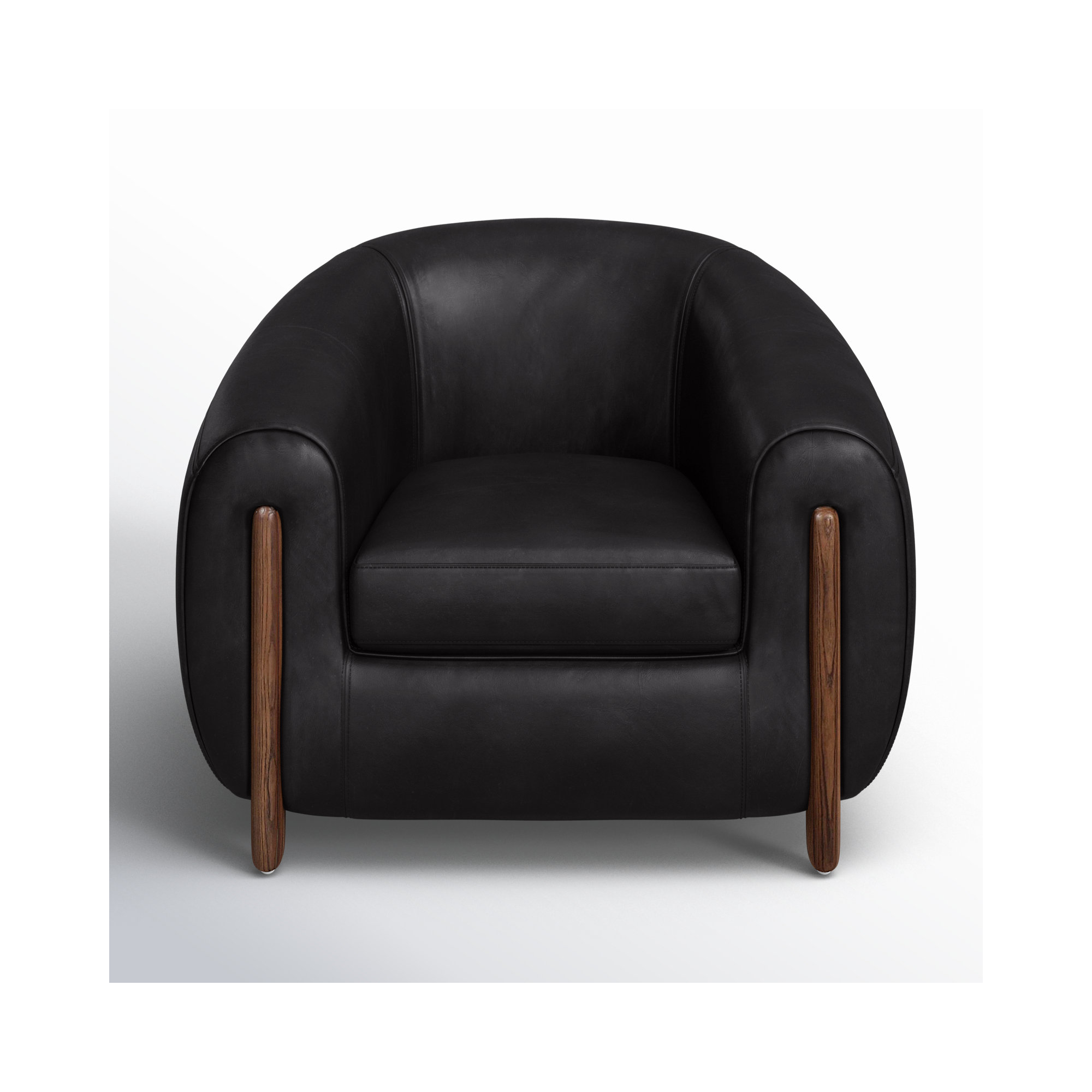Bruno 38" W Barrel Chair, Heirloom Black Leather