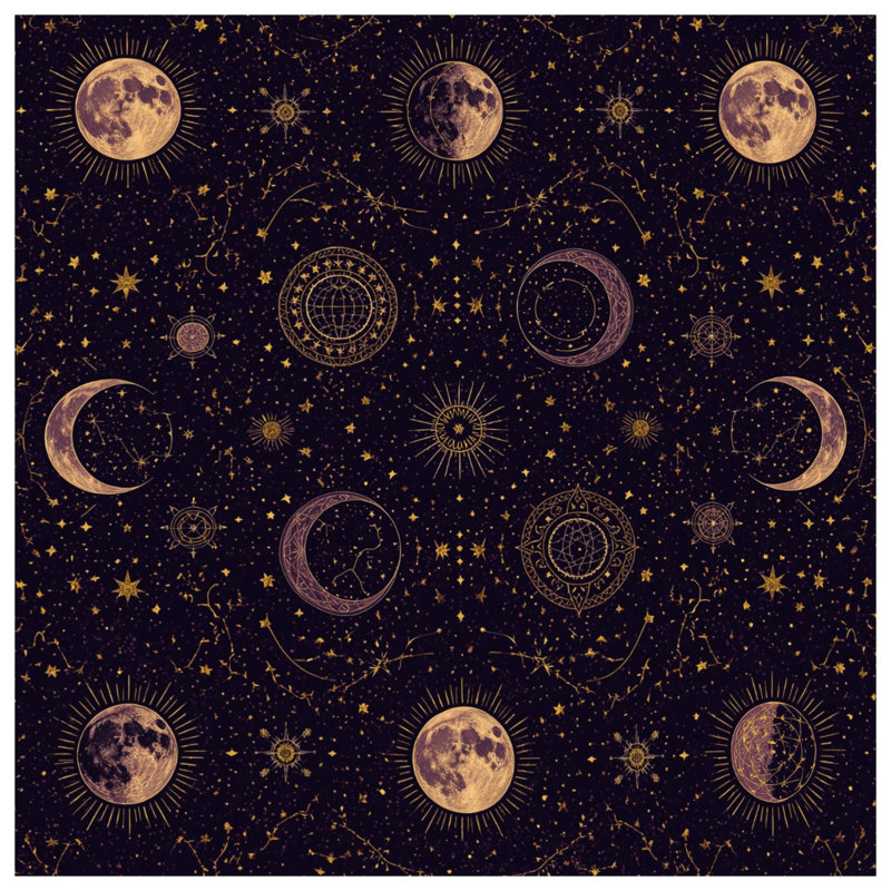 Celestial Moon Phases Canvas Gallery Wrap in Many Sizes, 16 x 16 pouces