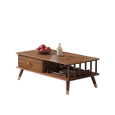 47.24"Modern minimalist rectangular brown solid wood coffee table