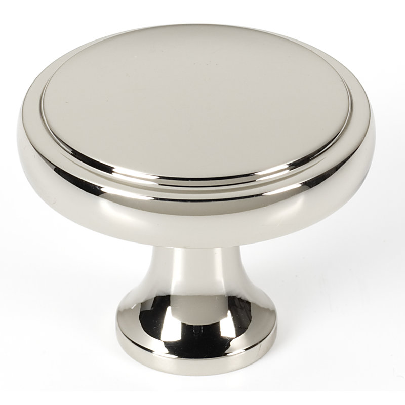 Polished Nickel Round Mushroom Cabinet Knob with Mounting Hardware
