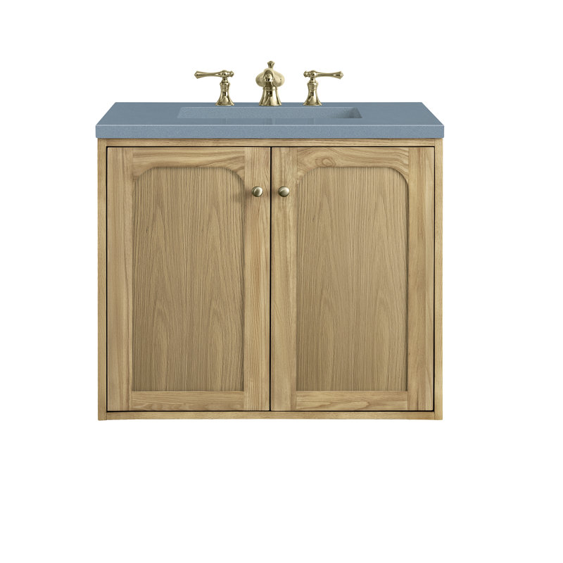 Laurent 30'' W Single Vanity, White Zeus, 8" Widespread, Light Natural Oak