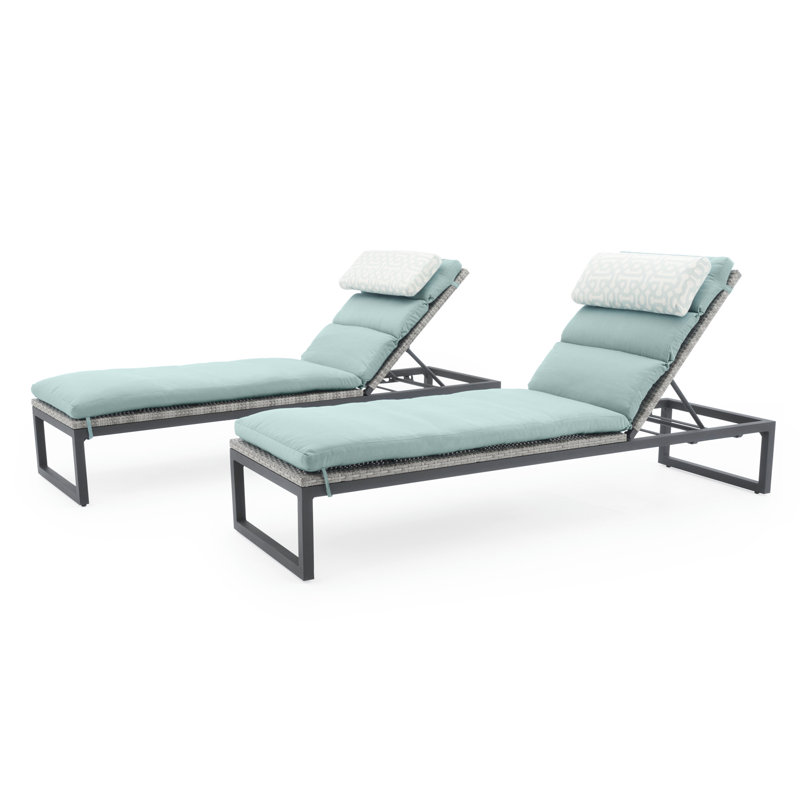 Milo Reclining Chaise Lounge with Cushion, Canvas Spa Sunbrella® Canvas, Gray