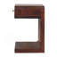 Table de chevet arrondie en bois de châtaignier en bois, 1 tiroir, tablette ouverte, brun foncé
