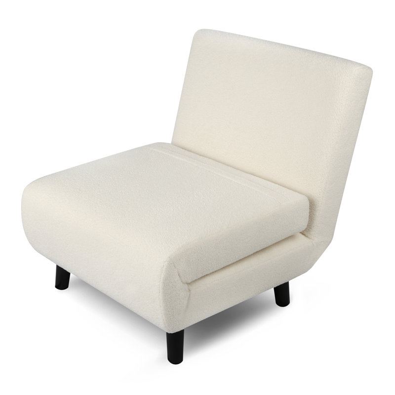 Single Sofa Bed - Fold Out Bed Chair, Cream, Boucle