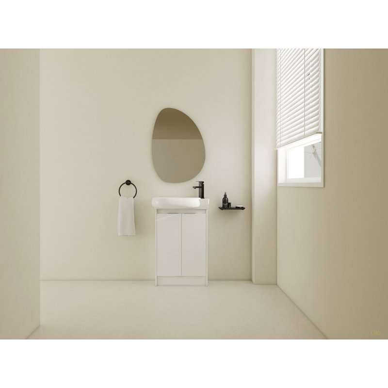 Meuble-lavabo autoportant de 23 po avec lavabo et portes à fermeture douce, Blanc lustré