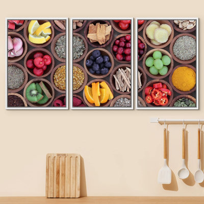 Collage of Healthy Super Fruits & Vegetables Food Culinary Photography Decor Natural Vibrant