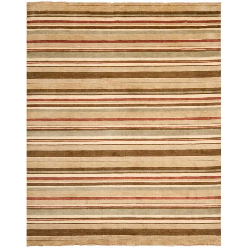 Wesley Tibetan Hand Loomed Wool Striped Rug, Rectangle 8' x 10'
