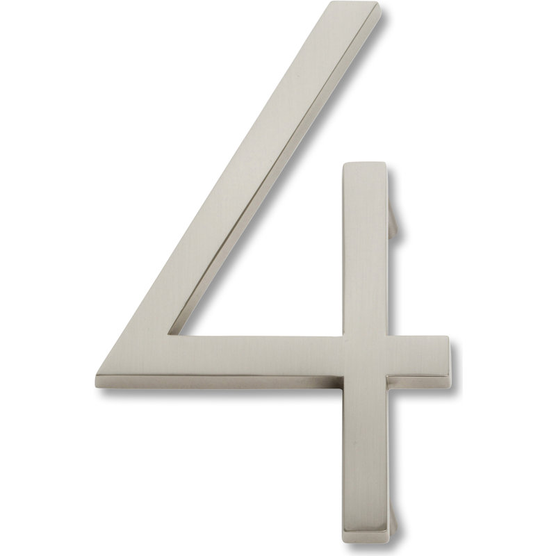Brushed Nickel 4-1/2" Floating Metal House Number