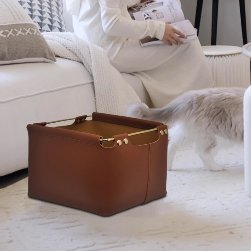 Waterproof & Stain-Resistant Leather Storage Basket - Dual Use Laundry Hamper For Bedroom & Closet Organization - Multi-Purpose Decorative Bin For Living Room Books & Snacks