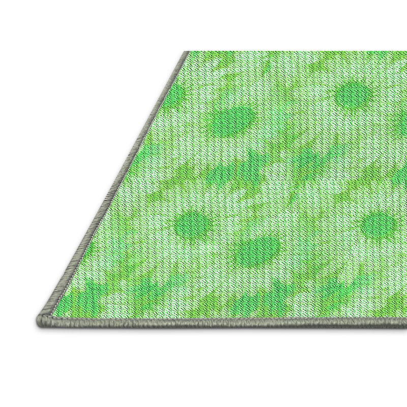 Tapis 100% à motifs lavables à la machine 2989 - Pat1292-GRN, Rectangle 7 pi x 10 pi