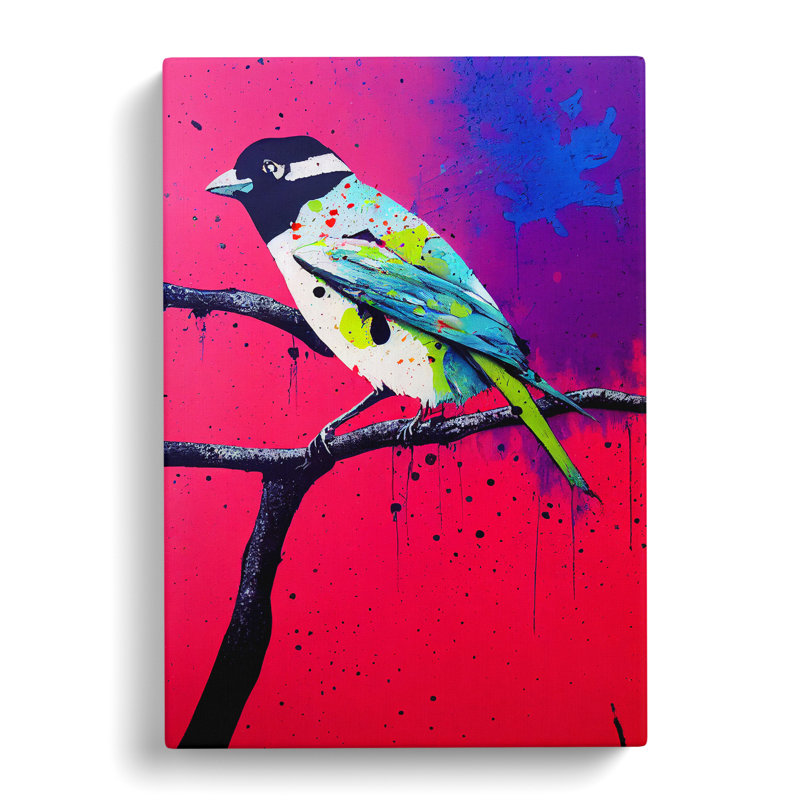 Splashed Bird No.3 Abstract - Wall Art, Wrapped Canvas, 76cm H x 50cm W, No Matte