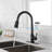 Touch Kitchen Faucet With Pull Down , Matte Black Stainless Steel, Single Lever For Easy Temperature And Flow Control, High Nozzle Rotates 360, Corrosion Surface Treatment, Aerators Smooth Water