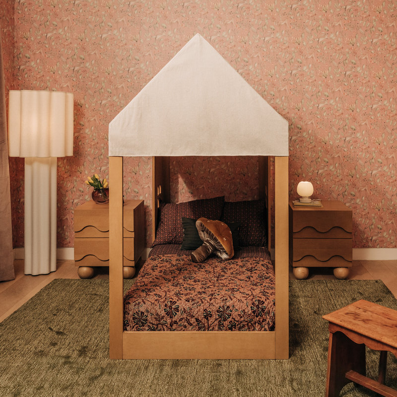 Uchi Montessori-Inspired House Twin Bed, Honey, Twin