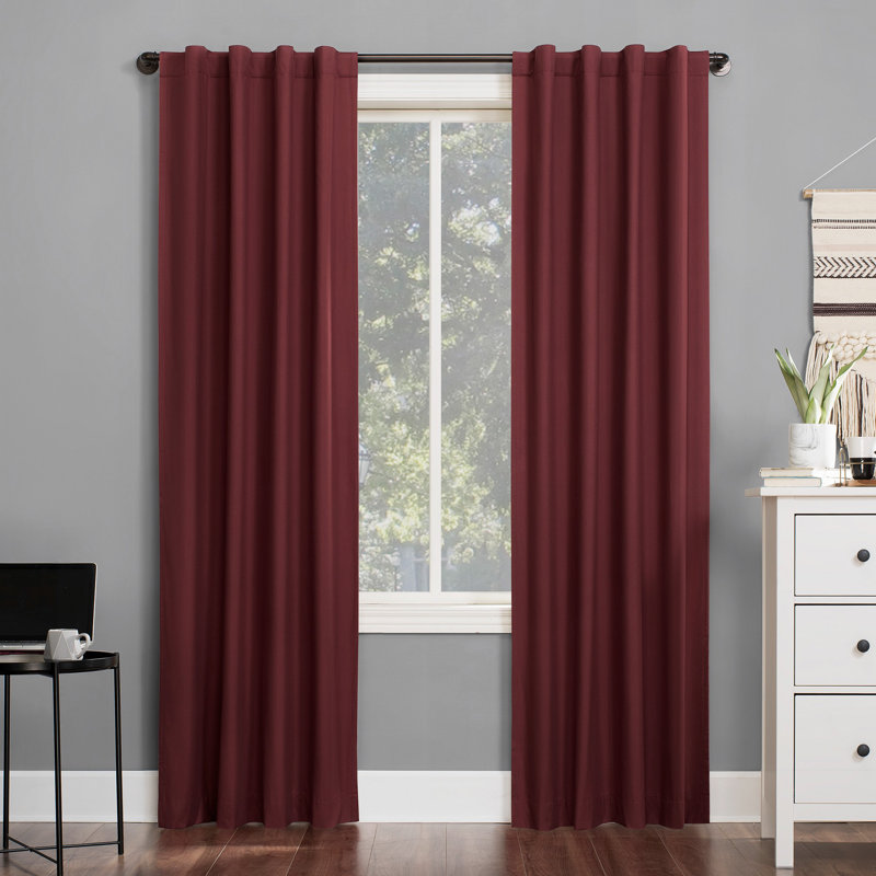 Thermal 100% Blackout Back Tab/Rod Pocket Curtain Panel - Basics by Wayfair™, 40" W x 84" L, Wine Red