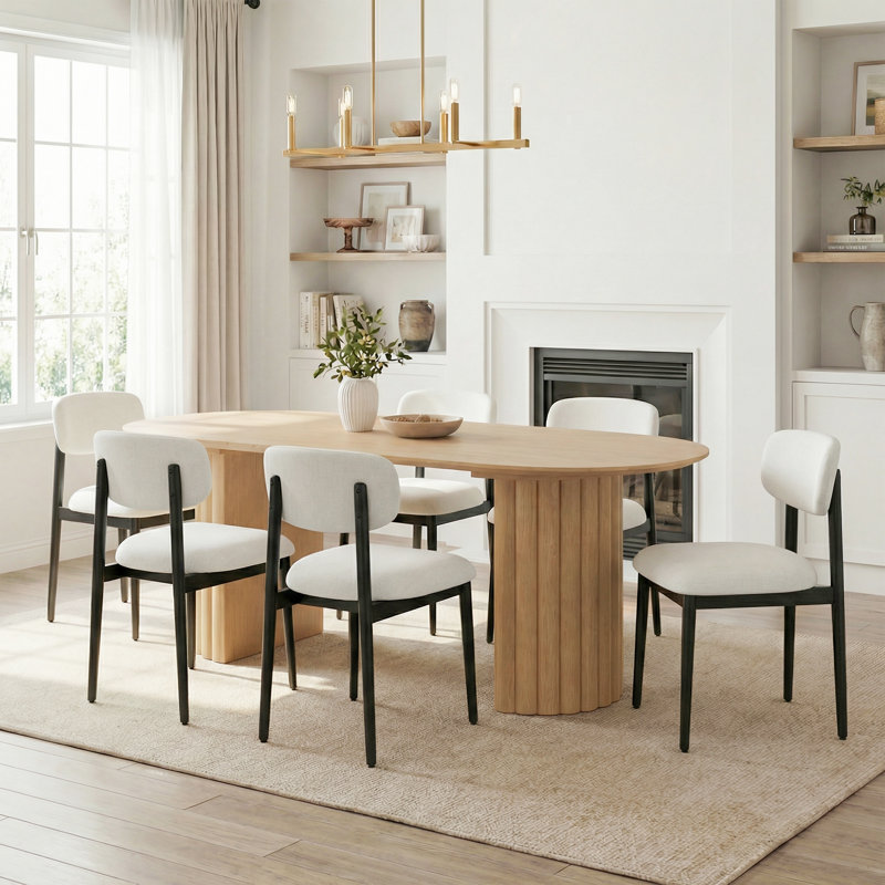 Chaise de salle à manger rembourrée avec pieds en bois 31 po H, 4