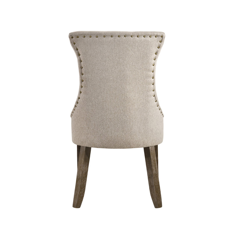 Ensemble de 2 chaises d'appoint rembourrées avec dossier uni en beige deux tons