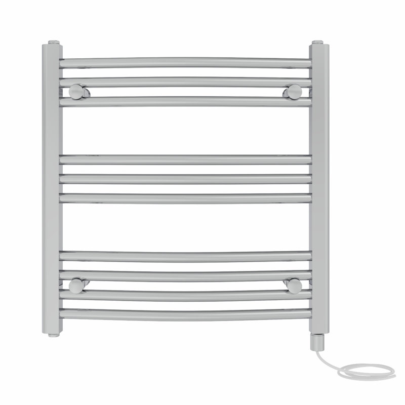 Cleavie Prefilled Curved Towel Rail Heated Towel Rails, 60cm H x 60cm W x 5.6cm D, Chrome